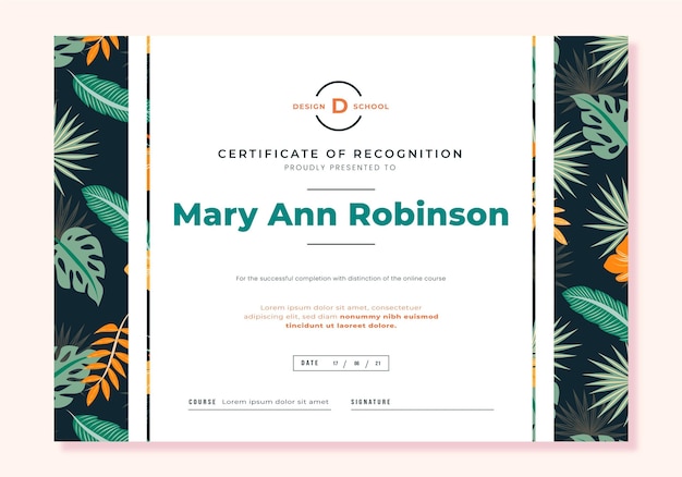 Free vector modern certificate template