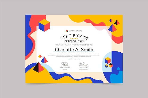 Free vector modern certificate template