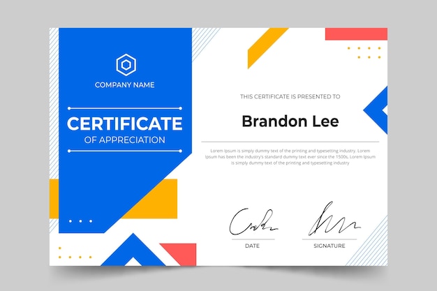 Free vector modern certificate template