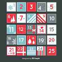 Free vector modern christmas advent calendar