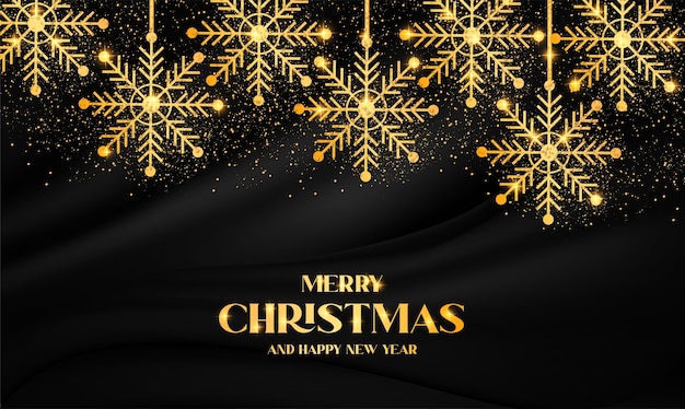 Free vector modern christmas background with golden snowflake