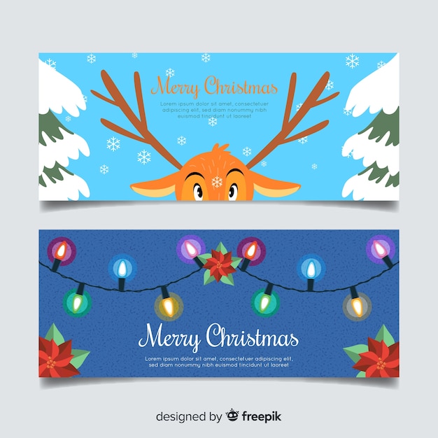 Modern christmas banners in flat style