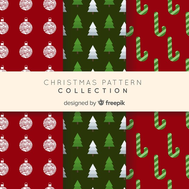 Free vector modern christmas pattern collection with geometric design