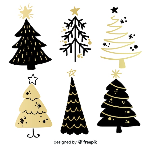 Free vector modern christmas tree collection with abstract style