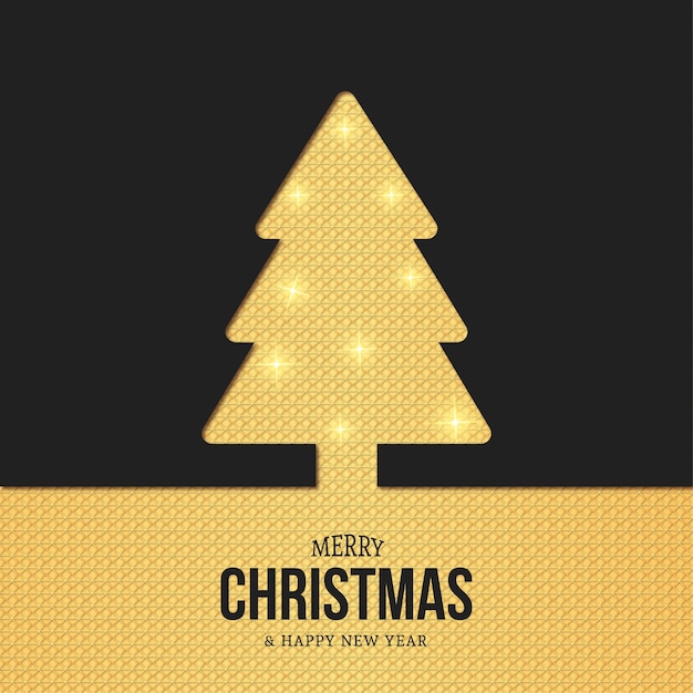 Modern christmas tree silhouette card with gold texture