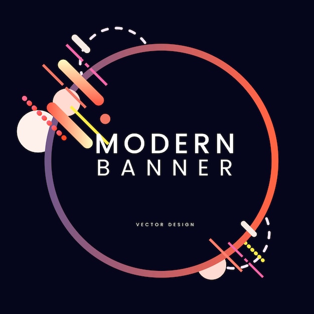 Modern circle banner in colorful frame illustration