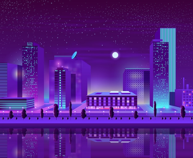 Free vector modern city downtown cityscape cartoon