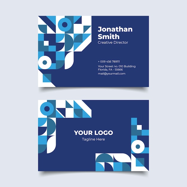 Free vector modern classic blue business card template