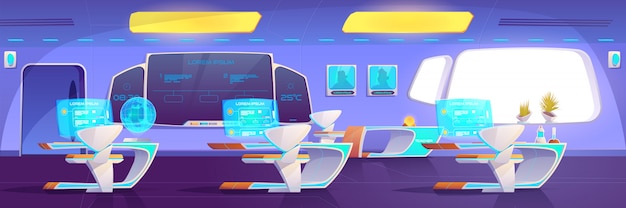 Free vector modern classroom with futuristic studying supplies