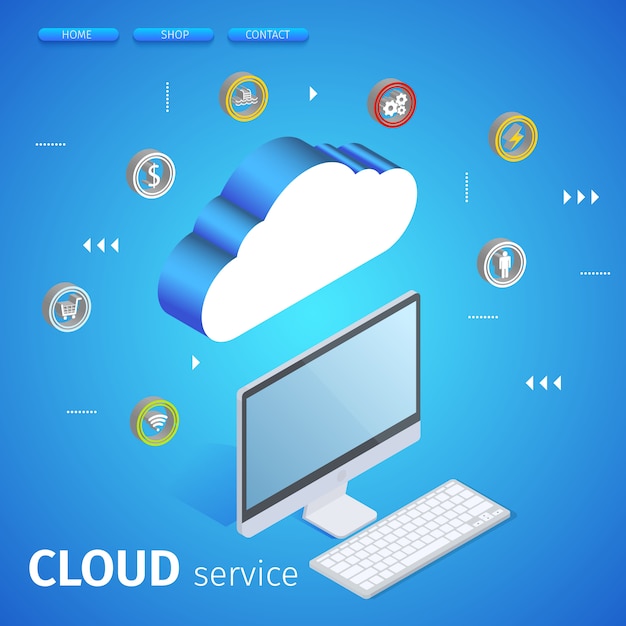 Free vector modern cloud technology and networking concept.