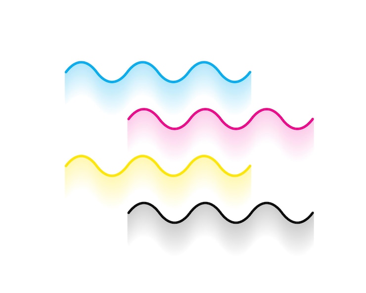 무료 Vector 현대적인 cmyk 색상 파동 라인 배경 디자인
