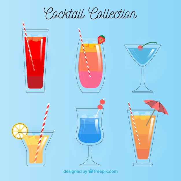 Free vector modern cocktail collection with flat design