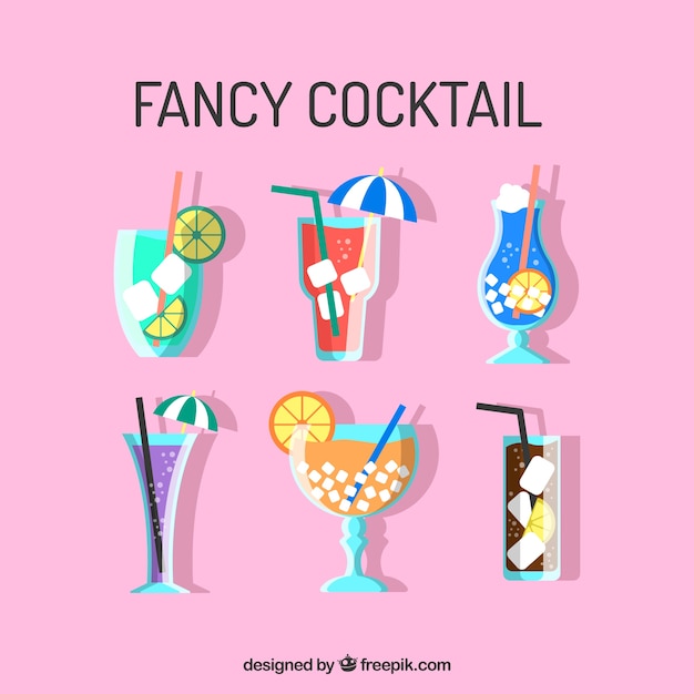 Free vector modern cocktail collection with flat design