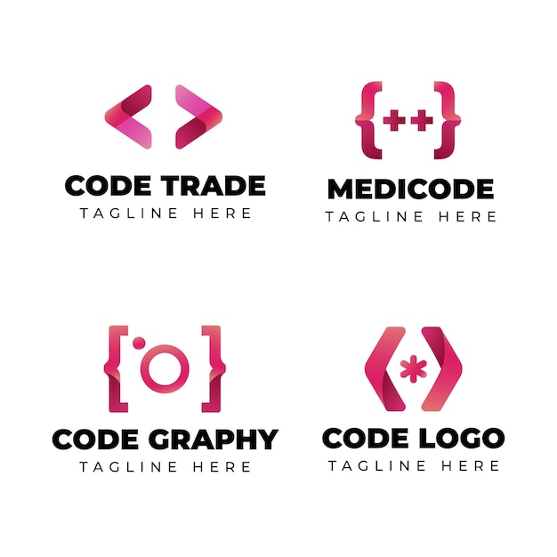 Modern code logo set