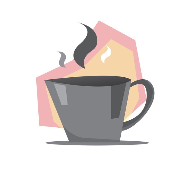 Modern coffee illustration with hot steam