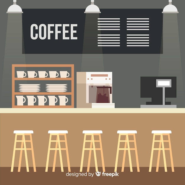 Download Free Modern Coffee Shop Interior With Flat Design Svg Dxf Eps Png Cut File Svg