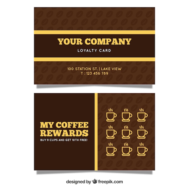 Free vector modern coffee shop loyalty card template