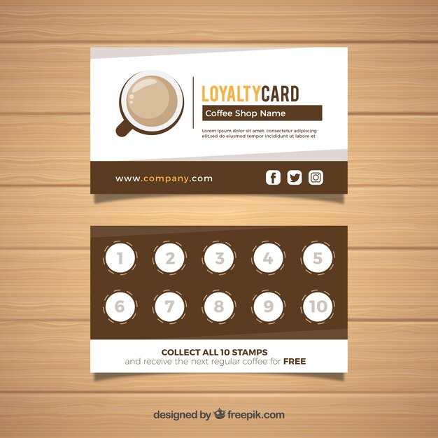 Modern coffee shop loyalty card template