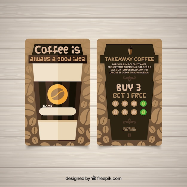 Современный шаблон карты лояльности кофейни