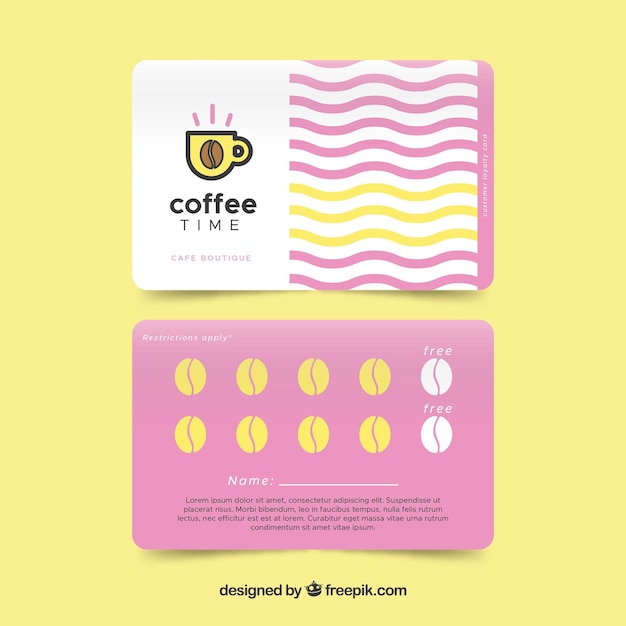 무료 벡터 현대 커피 숍 충성도 카드 템플릿