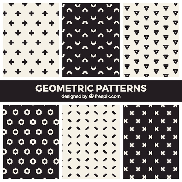 Free vector modern collection of black and white geometric patterns
