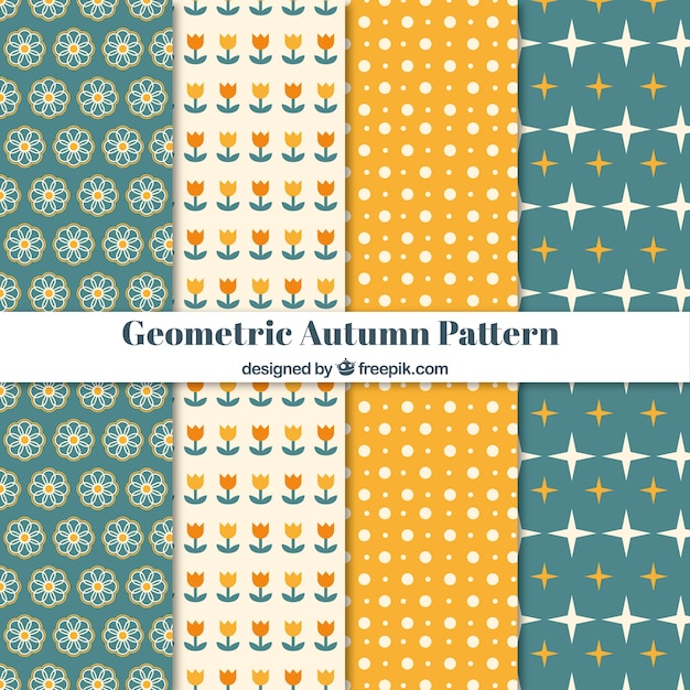 Free vector modern collection of geometric autumn patterns