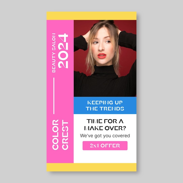 Modern color beauty salon instagram story template