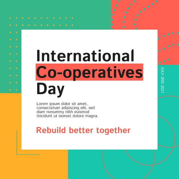Free vector modern colorful cooperatives day facebook post
