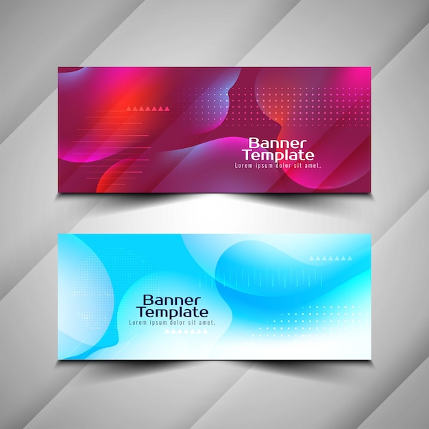 Vettore gratuito moderno set di banner a flusso di liquido geometrico colorato