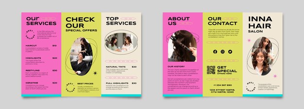 Modern colorful inna hair salon brochure