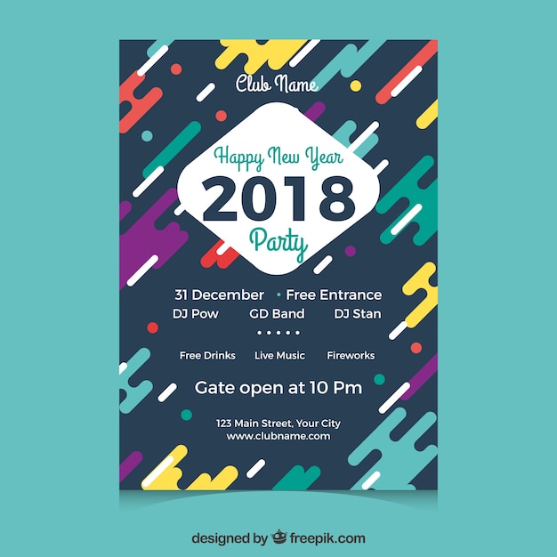 Modern colorful new year party flyer template