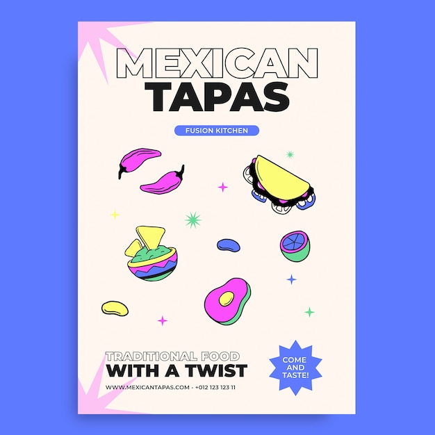 Modern colorful restaurant poster