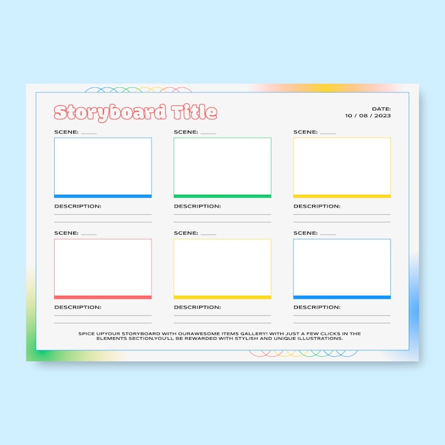 무료 벡터 현대적 인 다채로운 장면 스토리 보드
