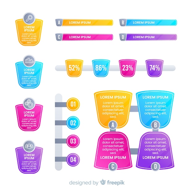 Elementi moderni infografica colorate