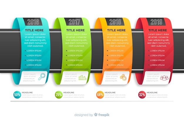 Passaggi di infografica colorato moderno