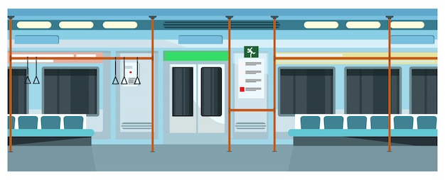 Modern comfortable subway train illustration