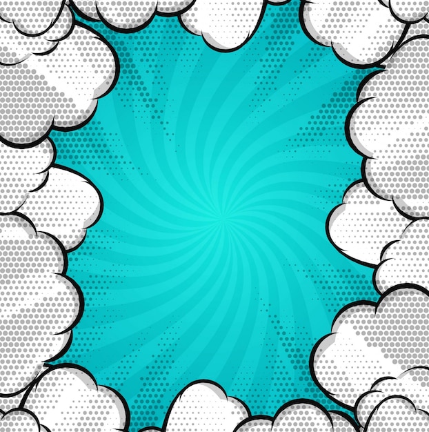 Free vector modern comic background with clouds