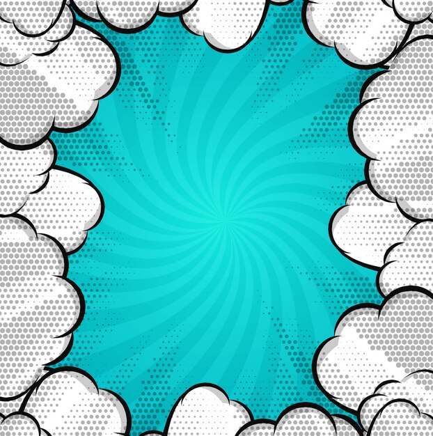Modern comic background with clouds