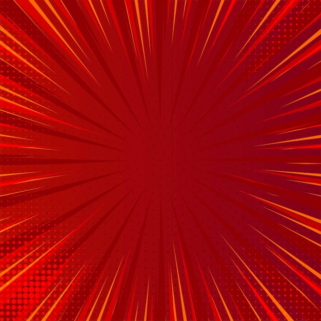 Modern comic red background with exploding rays 