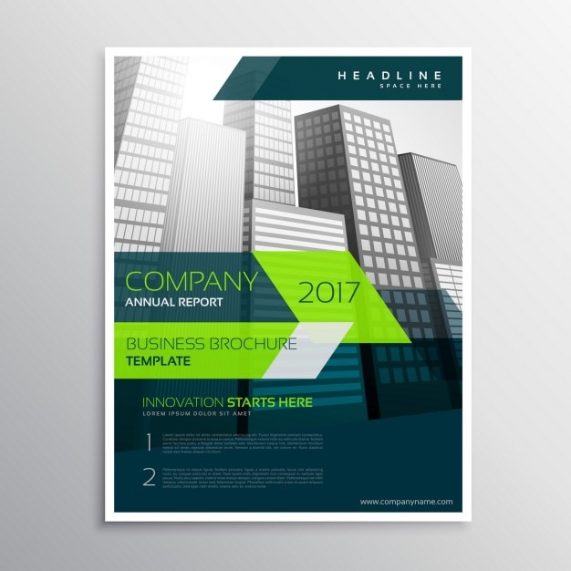 modern company brochure template with grey skyscrapers