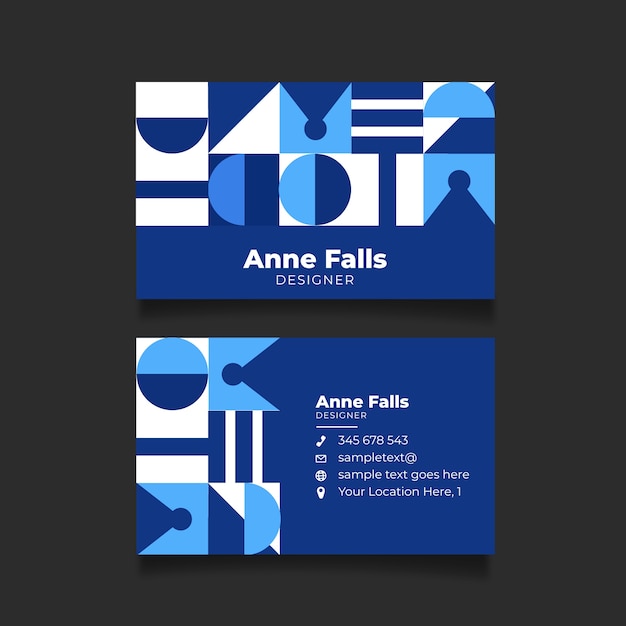 Modern company card with classic blue geometrical shapes