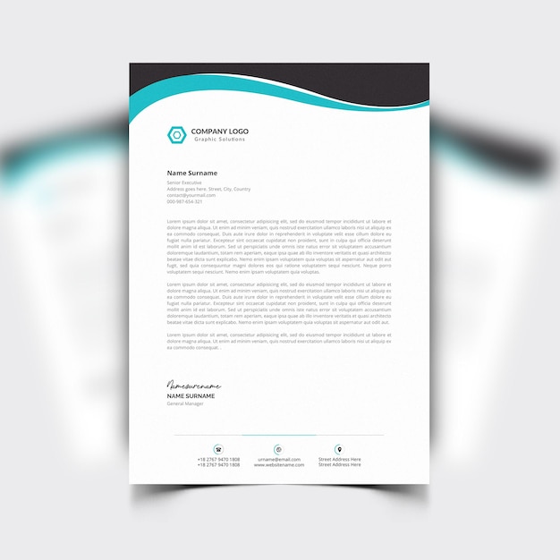 Modern company letterhead with professional design