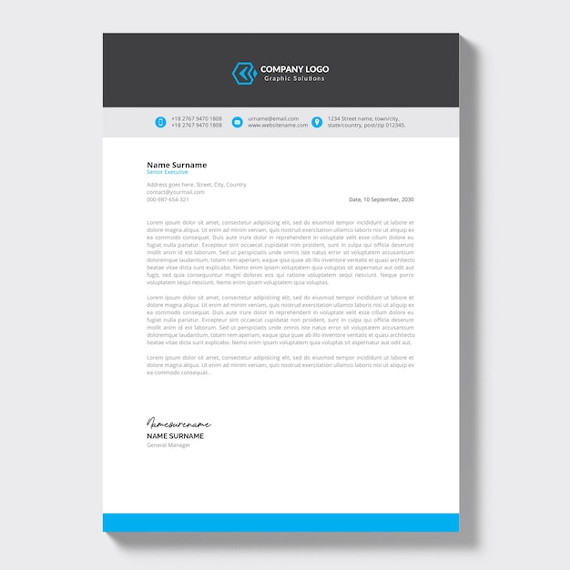 Free vector modern company letterhead with professional design