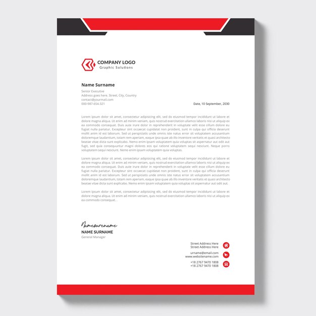 Modern company letterhead with professional design