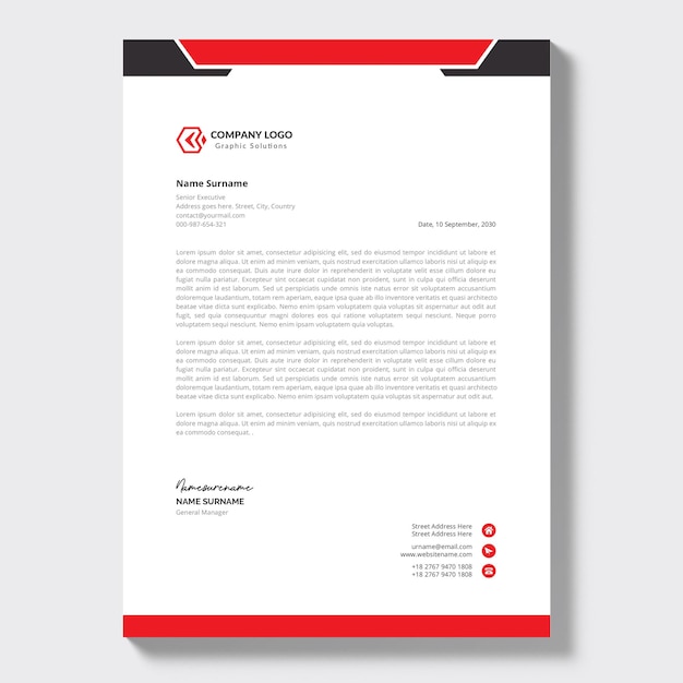 Modern company letterhead with professional design