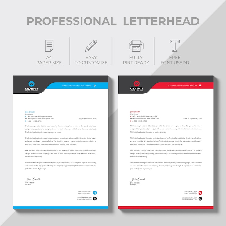 Free Vector  modern company letterhead
