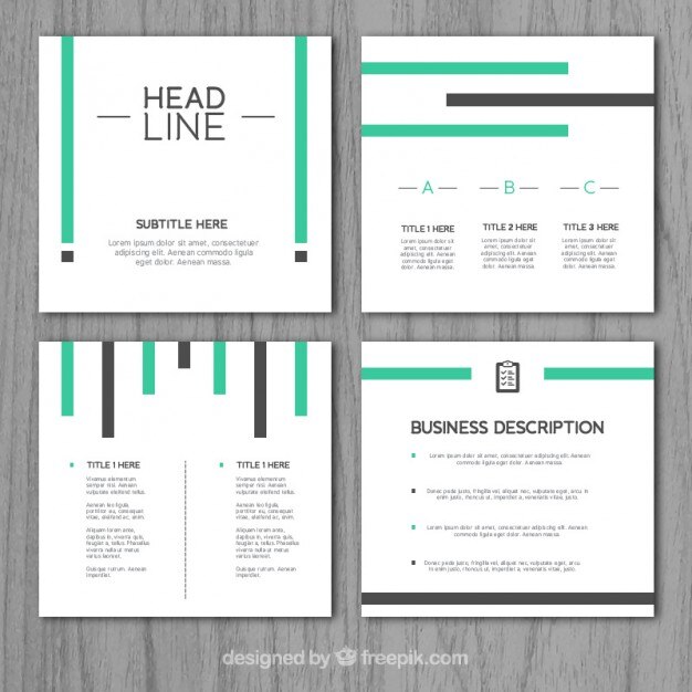 Free Vector modern company presentation with green and grey stripes
