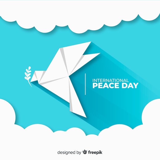 Free vector modern concept for origami peace day and dove