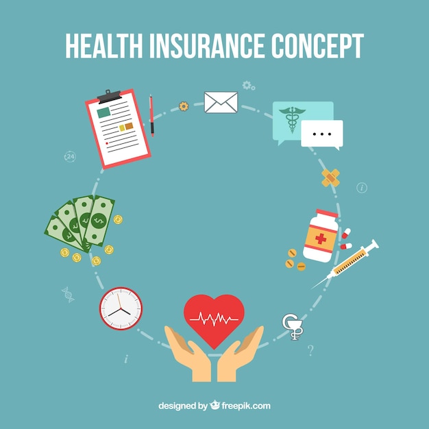 無料ベクター 健康保険の要素を持つ現代の概念