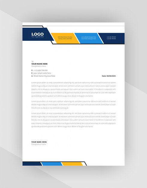 Modern Corporate style letterhead template design.